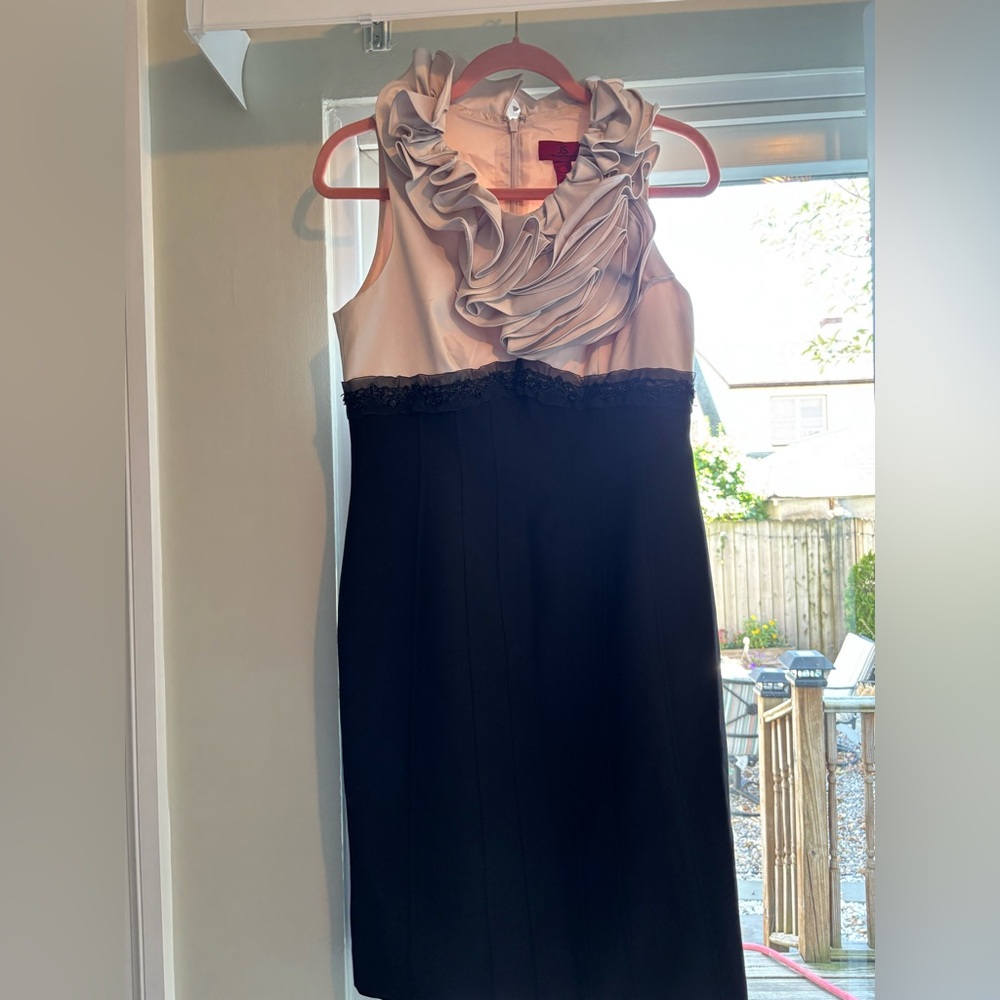 JS Collections Black and Blush/Cream Ruffle
Dress.